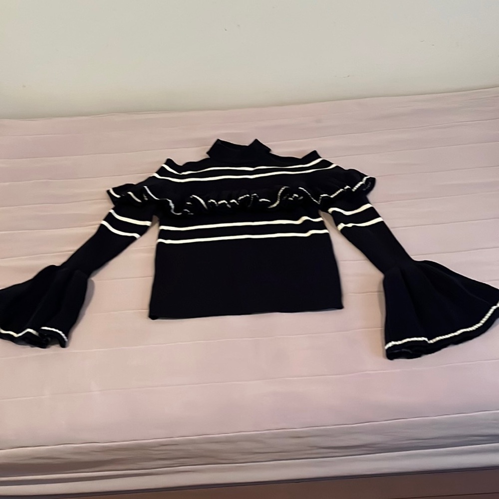 Self portrait cold shoulder sweater with ruffles size L